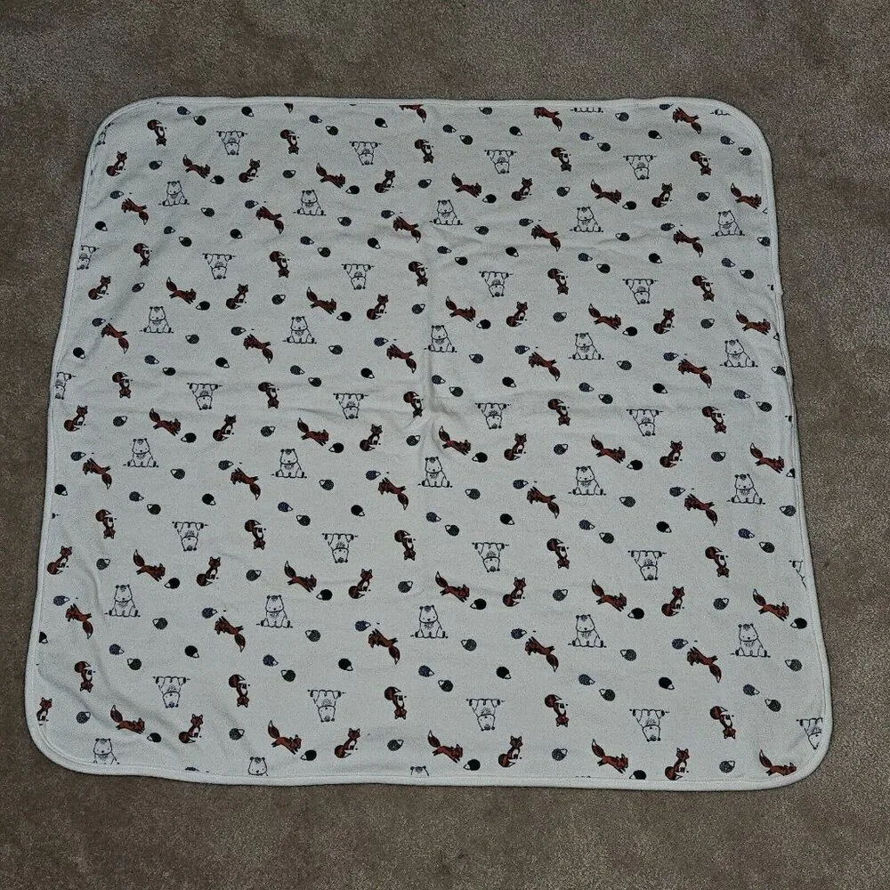 Woodland Animals 100% Cotton Baby Blanket Fox Bear Porcupine 27x28 Sears Kmart